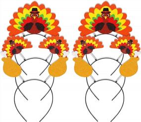 img 4 attached to Thanksgiving Turkey Headband Party Boppers - Set Of 6 Festive Decorations For Head Accessories
