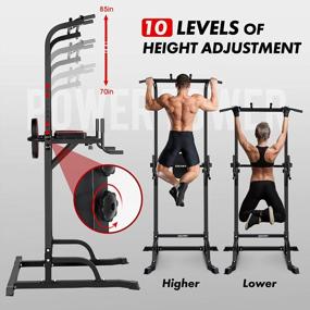 img 3 attached to Adjustable Power Tower And Dip Station For Home Gym, 10 Height Levels For Strength Training And Chin Up Bar Exercise Equipment - Improve Your Workout With CDCASA