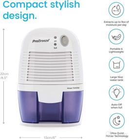 img 2 attached to 🌬️ Pro Breeze Dehumidifiers: Compact 225 sq ft Mini Dehumidifier for Home, RV, Bedroom, Bathroom, Basement & More!