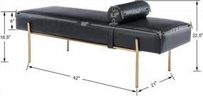 img 3 attached to Guyou 55" Black Leather Upholstered Ottoman Bench With Gold Legs - Stylish Bedroom, Entryway & Living Room Furniture