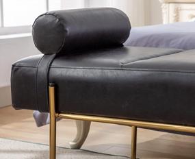 img 2 attached to Guyou 55" Black Leather Upholstered Ottoman Bench With Gold Legs - Stylish Bedroom, Entryway & Living Room Furniture