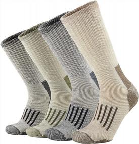 img 4 attached to Мужские носки с подушкой из мериносовой шерсти для походов на свежем воздухе, рабочих ботинок и комфорта в любое время года — влагоотводящие и терморегулирующие