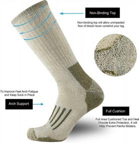img 3 attached to Мужские носки с подушкой из мериносовой шерсти для походов на свежем воздухе, рабочих ботинок и комфорта в любое время года — влагоотводящие и терморегулирующие