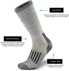img 1 attached to Men'S Merino Wool Cushion Crew Socks For Outdoor Hiking, Work Boot & All Season Comfort - Moisture Wicking & Thermal Control