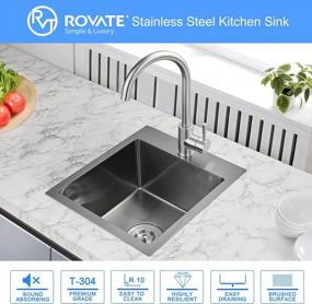 img 2 attached to ROVATE 15X17 Inch Top Mount Black Bar Sink - Handmade Single Bowl T-304 Stainless Steel Sink With Basket Strainer For Kitchen Prep