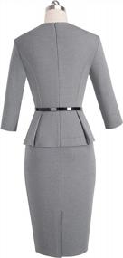 img 2 attached to Stylish and Elegant: HOMEYEE Women's 3/4 Sleeve Peplum Dress with Belt B473 – Perfect for Office Wear