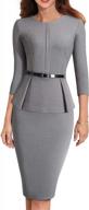 stylish and elegant: homeyee women's 3/4 sleeve peplum dress with belt b473 – perfect for office wear logo