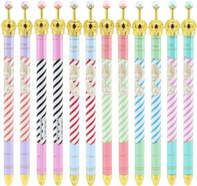 img 4 attached to Ipienlee Crown Design 0.5 MM Gel Pens With Black Ink - Perfect For School, Office Or Home Use (12-Pack)