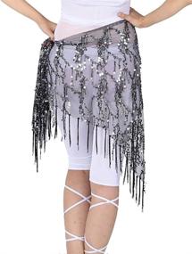 img 1 attached to 🧣 ZLTdream Black Silver Belly Sequin Triangle Women's Accessories Scarves & Wraps