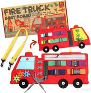 🚒 firetruck busy board for toddlers: preschool educational toy to enhance motor skills and learning abilities, perfect for ages 1-3 or 2-4, travel-friendly montessori activity game logo