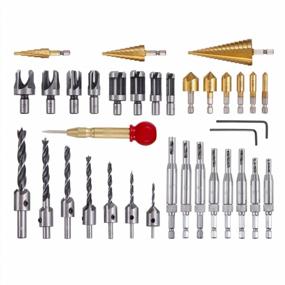 img 3 attached to 34 Pcs Woodworking Countersink Drill Bits & 8 Pcs Drill Stop Bit Collar Set By Rocaris - 42 Pack Woodworking Chamfer Drilling Tool