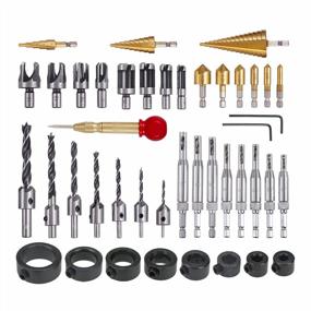 img 4 attached to 34 Pcs Woodworking Countersink Drill Bits & 8 Pcs Drill Stop Bit Collar Set By Rocaris - 42 Pack Woodworking Chamfer Drilling Tool