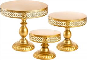 img 4 attached to Очаруйте своих гостей элегантной золотой антикварной металлической подставкой Suwimut из 3 предметов для свадеб и дней рождения