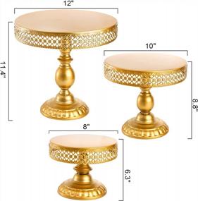 img 3 attached to Очаруйте своих гостей элегантной золотой антикварной металлической подставкой Suwimut из 3 предметов для свадеб и дней рождения