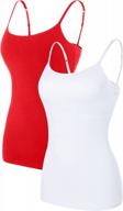 attraco women's cotton camisole shelf bra tank top 2 pack spaghetti straps logo