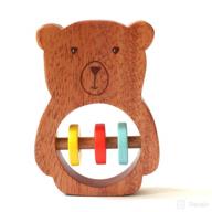 🐻 shumee handmade wooden bear rattle: natural teething toy for babies, animal shaped baby rattle - ages 6mo+! логотип