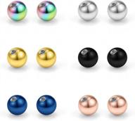 12pcs 16g/14g barbell parts - ruifan mix color replacement body jewelry piercing balls logo