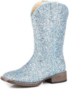 img 1 attached to Toddler Girls' Western Cowboy Boot Square Toe With Glitter Galore