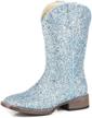 toddler girls' western cowboy boot square toe with glitter galore logo