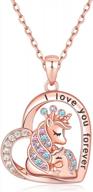 ожерелье с подвеской в ​​виде сердца единорога из стерлингового серебра 925 пробы с камнями cz - подарки для девочек и женщин на день рождения, рождество логотип
