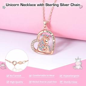 img 3 attached to 925 Sterling Silver Unicorn Heart Pendant Necklace With CZ Stones - Girls Women Gifts For Birthday Christmas