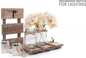 img 3 attached to Rustic Brown Mason Jar Sconces - LED Strip Lights, 6-Hour Timer, Silk Hydrangea & Iron Hooks For Home Decor
