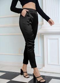 img 3 attached to Women'S Satin Pleated High Waist Casual Dress Pants With Pockets