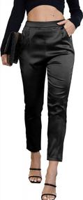 img 4 attached to Women'S Satin Pleated High Waist Casual Dress Pants With Pockets