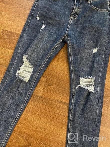 img 1 attached to Women'S Distressed Jeans - Ripped Hole Destroyed Raw Hem Jean Boyfriend Cool Denim Pants By Heipeiwa review by Vedprakash Trilltight