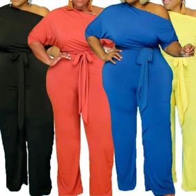 img 1 attached to IyMoo Shoulder Straight Jumpsuits Playsuits Women's Clothing at Jumpsuits, Rompers & Overalls