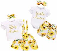 toddler girl baby sister matching outfits little sister romper big sister top + sunflower skirt shorts clothes set (little sister, 0-3months) logo