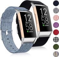 (2 pack) witzon fabric woven bands compatible with fitbit charge 4 / charge 3 / charge 3 se логотип