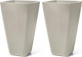 img 4 attached to Large Bridgeview Tall Square Concrete Planter Box - Ideal For Outdoor And Indoor Use - Maintenance-Free Design - Perfect For Patios And Front Porches - 2 Pack - Measures 16.84" X 16.84" X 26