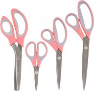 набор из 4 титановых ножниц с мягкой рукояткой - идеально подходит для шитья, рисования, рукоделия и использования в офисе - включает ножницы для раскрашивания - цвет: розовый логотип