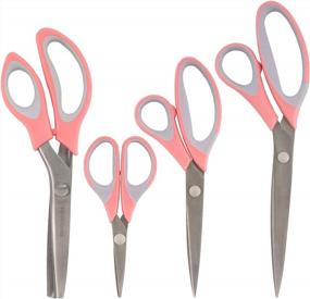 img 4 attached to Set Of 4 Titanium Softgrip Scissors - Perfect For Sewing, Arts, Crafts, And Office Use - Includes Pinking Scissors - Color: Pink