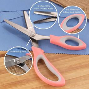 img 1 attached to Set Of 4 Titanium Softgrip Scissors - Perfect For Sewing, Arts, Crafts, And Office Use - Includes Pinking Scissors - Color: Pink