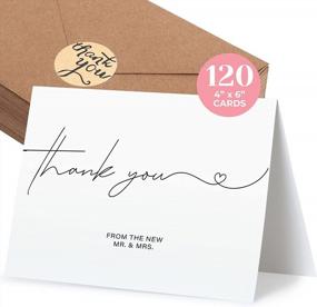 img 4 attached to 120 Pack Wedding Thank You Cards - Personalized Greetings, Gratitude Letter & 4X6 Notes With Kraft Envelopes & Stickers For New Mr And Mrs