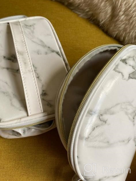 img 1 attached to 2-Piece Marble Makeup Bag Set | Portable Travel Cosmetic Bags Waterproof | Multi-Function Organizer Storage Toiletry Bags For Women & Girls review by Chris Lapan