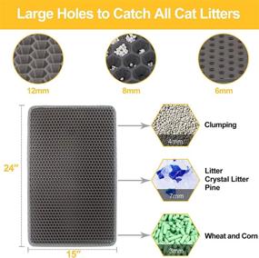 img 3 attached to 🐱 Cazluz Cat Litter Mat Grey - 24"x15" Non-Toxic, Waterproof Honeycomb Design - Easy Clean & Washable