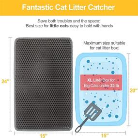 img 2 attached to 🐱 Cazluz Cat Litter Mat Grey - 24"x15" Non-Toxic, Waterproof Honeycomb Design - Easy Clean & Washable