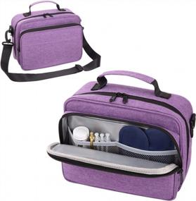 img 4 attached to Portable Diabetic Medication Organizer Bag With Shoulder Strap - KGMCARE Insulin Cooler Travel Case For Insulin Pens, Vials, Blood Sugar Test Strips, And Medicine (Style2 Purple)