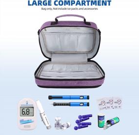 img 3 attached to Portable Diabetic Medication Organizer Bag With Shoulder Strap - KGMCARE Insulin Cooler Travel Case For Insulin Pens, Vials, Blood Sugar Test Strips, And Medicine (Style2 Purple)