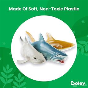 img 1 attached to 🦈 Boley Shark Toys - Realistic 10" Soft Plastic Shark Toy Set for Toddlers - Pack of 8 - Sensory Play and Birthday Party Favors for Kids