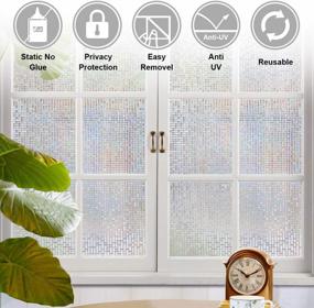 img 1 attached to Rainbow Window Film Stained Glass Decorative Non-Adhesive Vinyl Static Cling Privacy Covering For Home Office Bedroom Glass Doors
