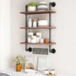 24 inch bosuru industrial pipe shelving rustic wood floating wall mount bookshelf - 3 tier modern shelf (black) logo