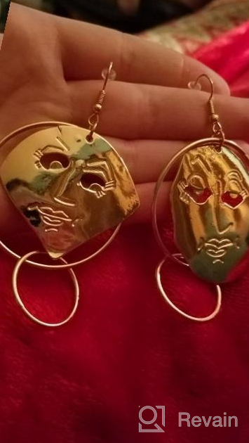 img 1 attached to Make A Statement With HANPABUM'S 13Pairs Of Platinum/Gold Plated Face Statement Earrings - Artistic And Edgy Fashion For Women! review by Gent Dobson