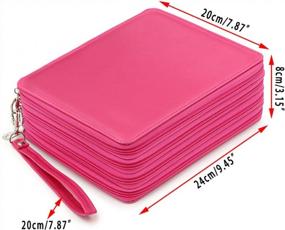 img 2 attached to BTSKY Colored Pencil Case Holder - 160-Pen Capacity Deluxe PU Leather Storage Organizer With Handle Strap For School, College, Office Watercolor Pencils Organization (Pink)