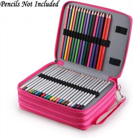 img 3 attached to BTSKY Colored Pencil Case Holder - 160-Pen Capacity Deluxe PU Leather Storage Organizer With Handle Strap For School, College, Office Watercolor Pencils Organization (Pink)