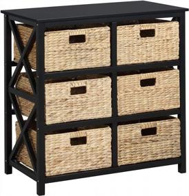 img 4 attached to Organize In Style With EHemco'S 3-Tier X-Side Black Storage Cabinet & 6 Wicker Baskets!
