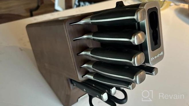 img 1 attached to Effortlessly Sharp And Stylish: Ninja Foodi NeverDull Premium 13 Piece Knife System With German Stainless Steel Blades And Built-In Sharpener In Walnut Stain/Black review by Derrick Bellando